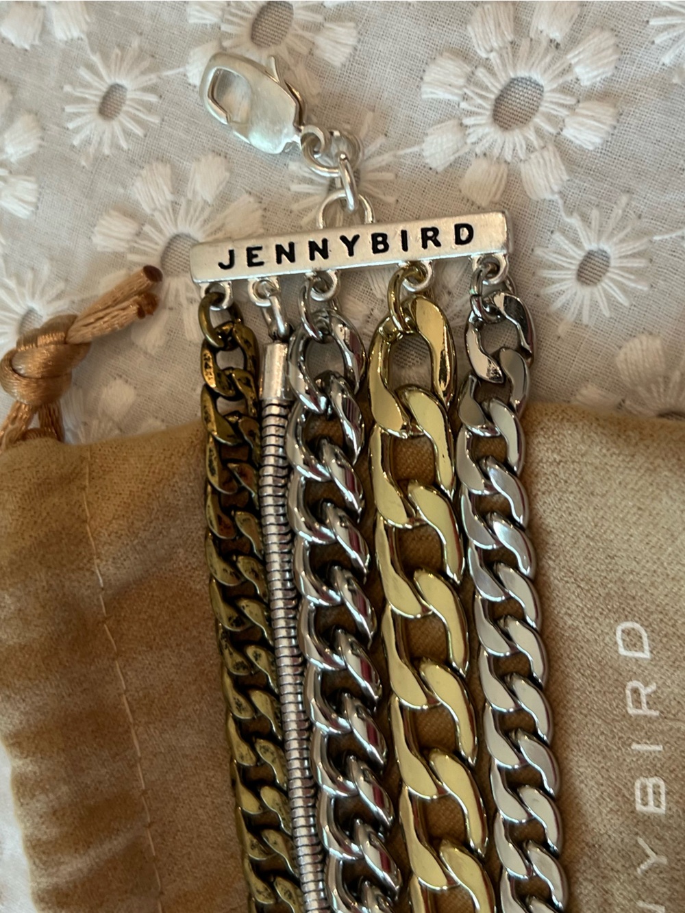 Jenny Bird Austin Cuff Mixed Metal Layered Chain Bracelet Set - Gold & Silver - Picture 3 of 5